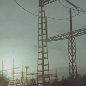 Electricity towers with cables.
