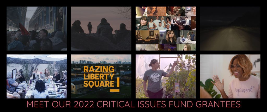 Graphic with eight stills from films of the Critical Issues Fund