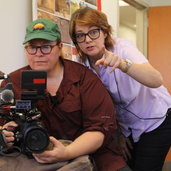 DOP Shana Hagan (left) with camera and Director Laura Nix (right)