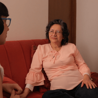 Juanita is interviewed by her daughter Patricia Balderas at her home